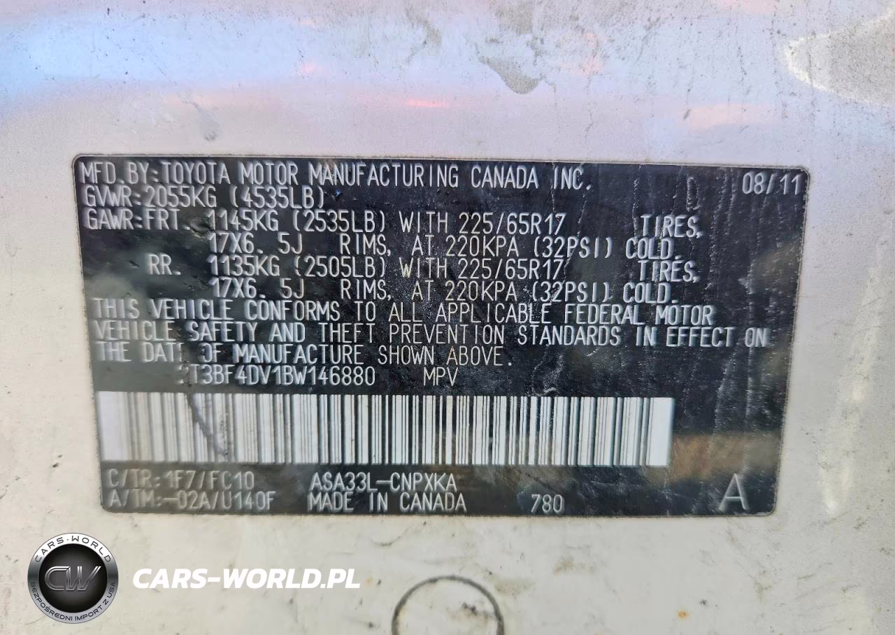 2011 Toyota Rav4 Base VIN:2T3BF4DV1BW146880 - 13
