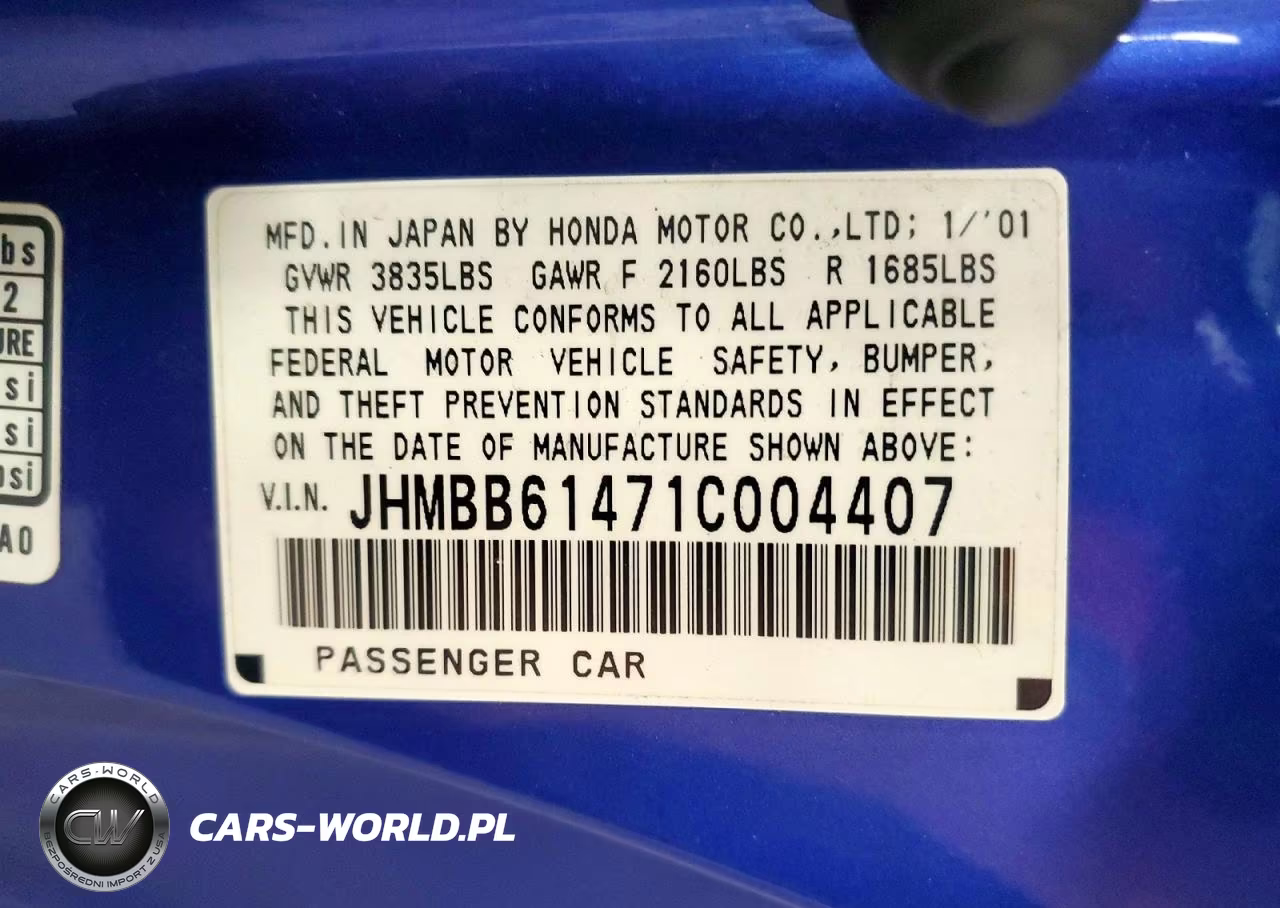 2001 Honda Prelude VIN:JHMBB61471C004407 - 13