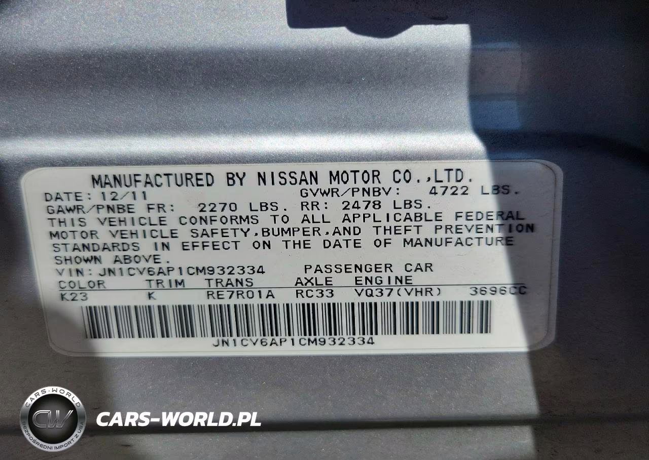 2012 Infiniti G37 Sedan Journey VIN:JN1CV6AP1CM932334 - 12