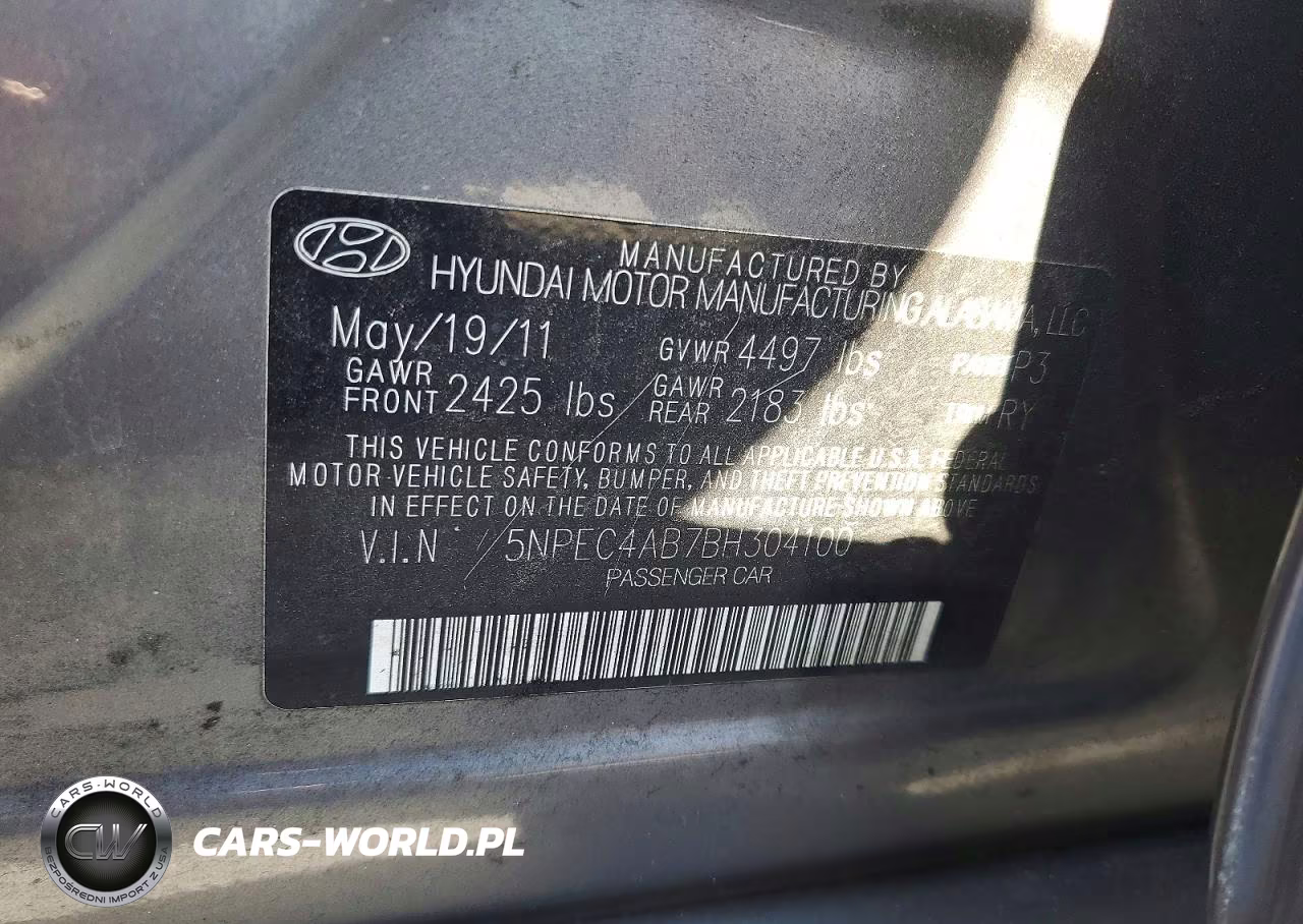 2011 Hyundai Sonata Limited 2.0T VIN:5NPEC4AB7BH304100 - 12