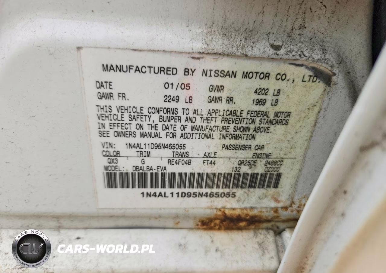 2005 Nissan Altima 2.5 VIN:1N4AL11D95N465055 - 12