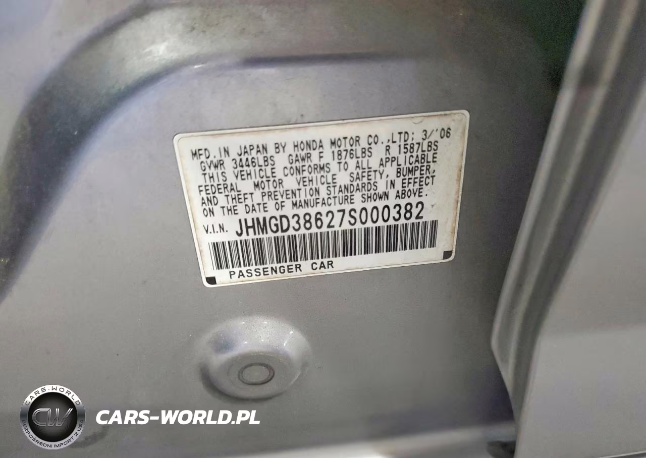 2007 Honda Fit S VIN:JHMGD38627S000382 - 12