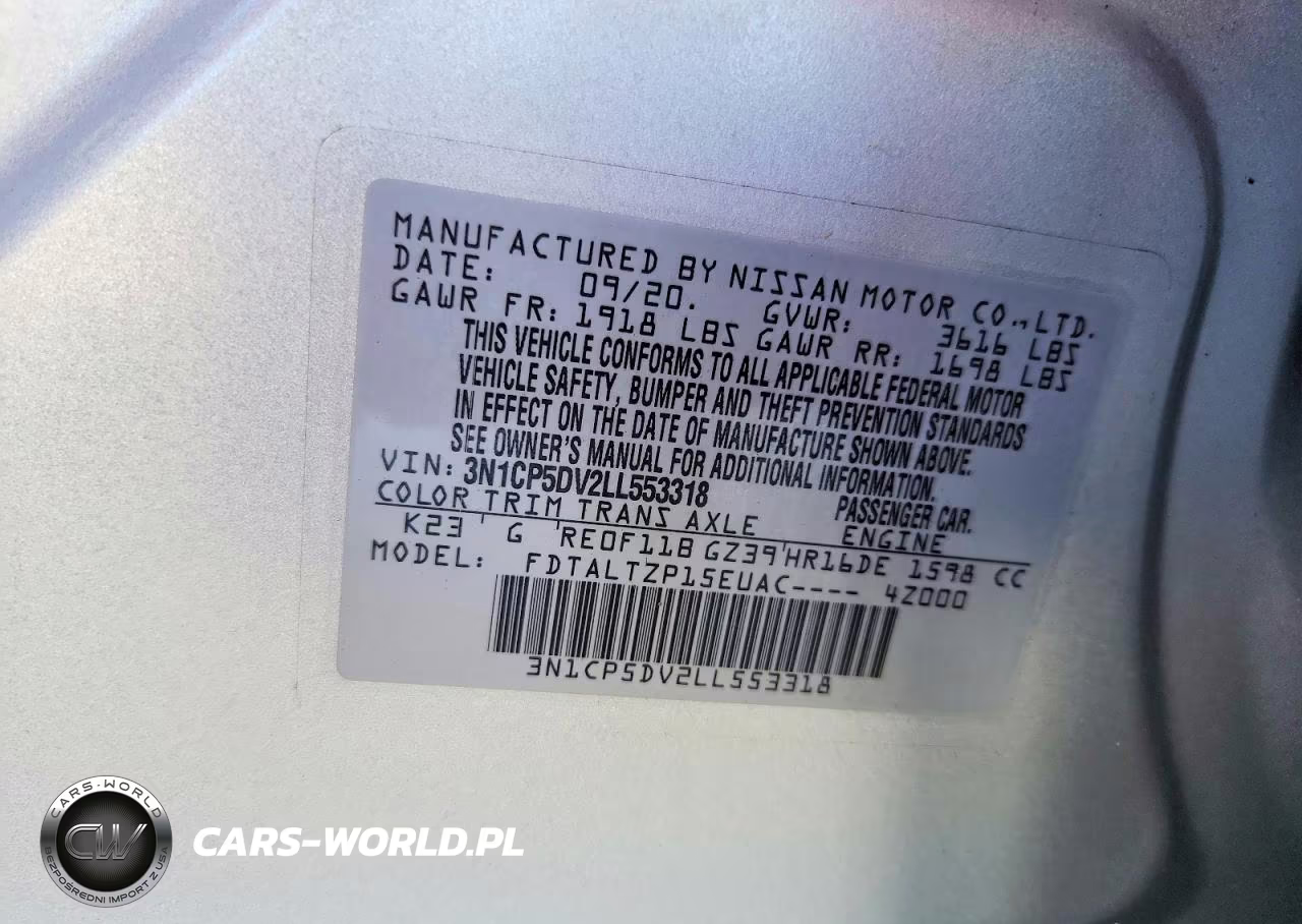 2020 Nissan Kicks Sr VIN:3N1CP5DV2LL553318 - 12