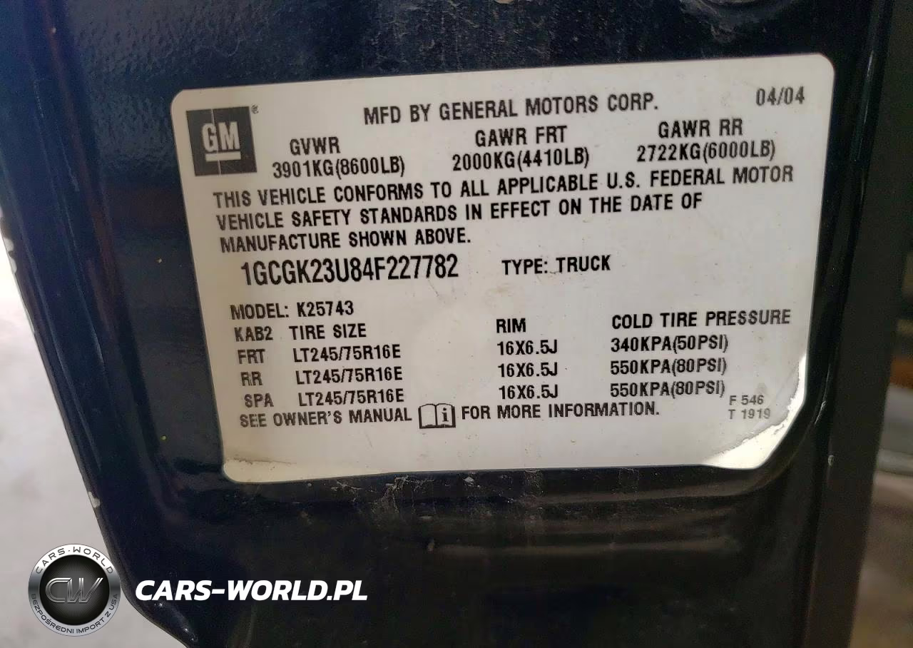 2004 Chevrolet Silverado K2500 VIN:1GCGK23U84F227782 - 12