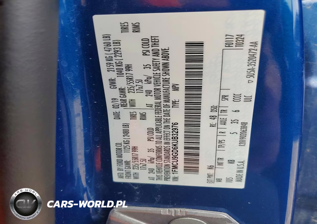 2019 Ford Escape Se VIN:1FMCU9GD6KUB32976 - 12