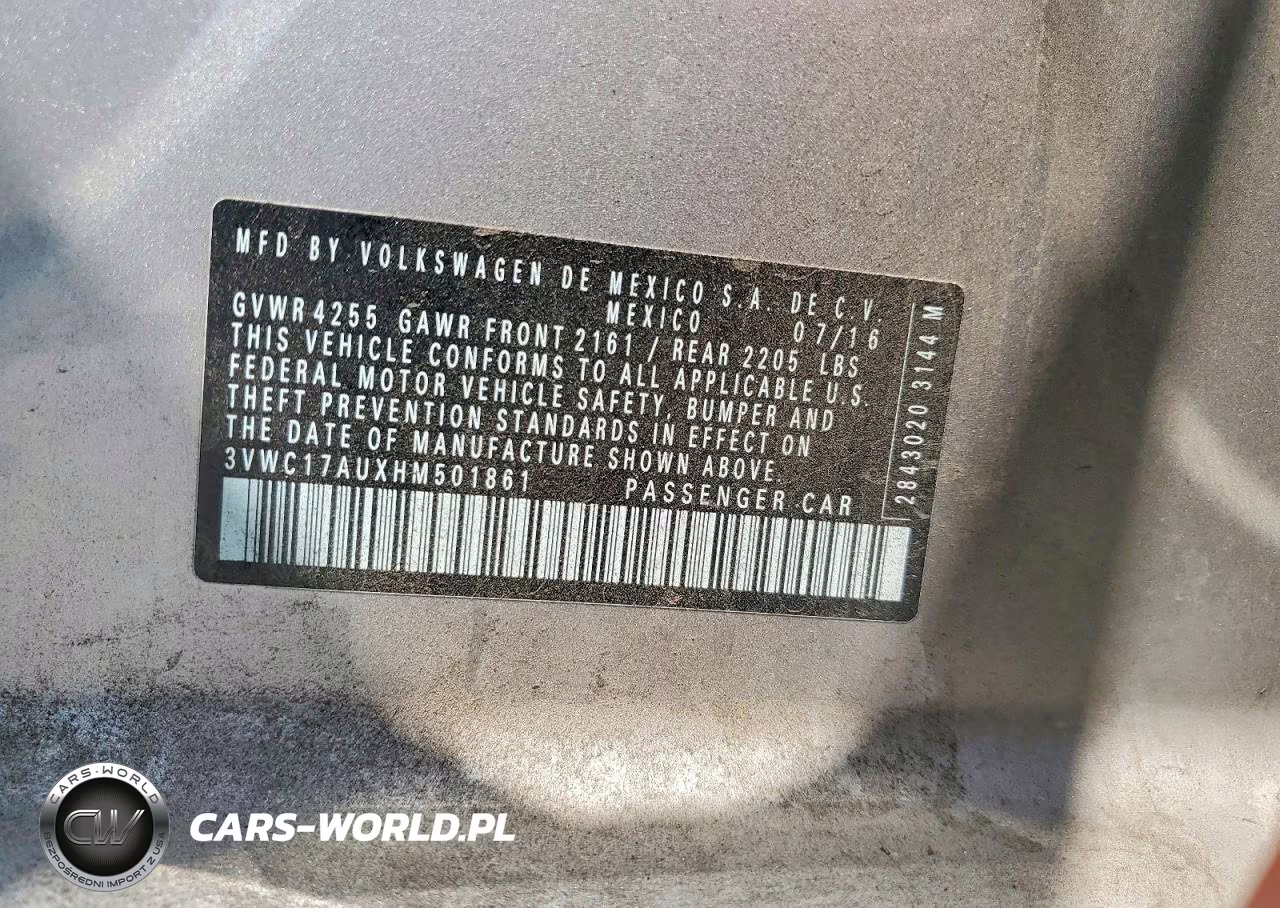 2017 Volkswagen Golf Sportwagen S VIN:3VWC17AUXHM501861 - 13
