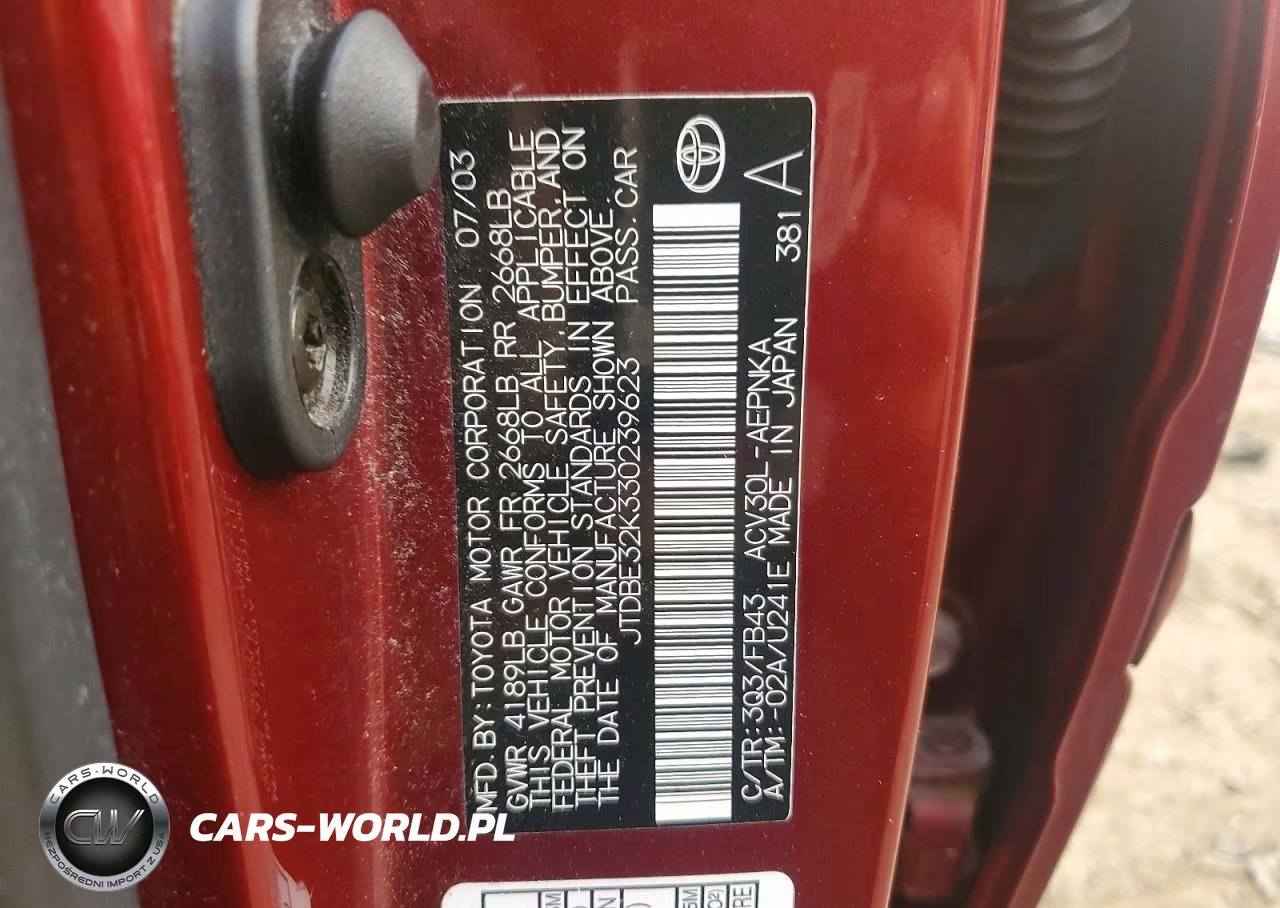 2003 Toyota Camry Le VIN:JTDBE32K330239623 - 12
