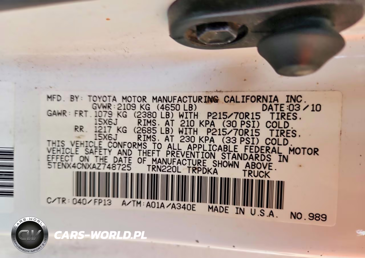 2010 Toyota Tacoma Base VIN:5TENX4CNXAZ748725 - 12