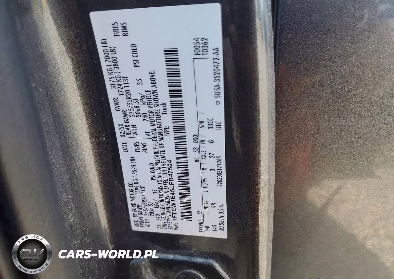 2020 Ford F150 Supercrew VIN:1FTEW1E45LFB47504 - 13