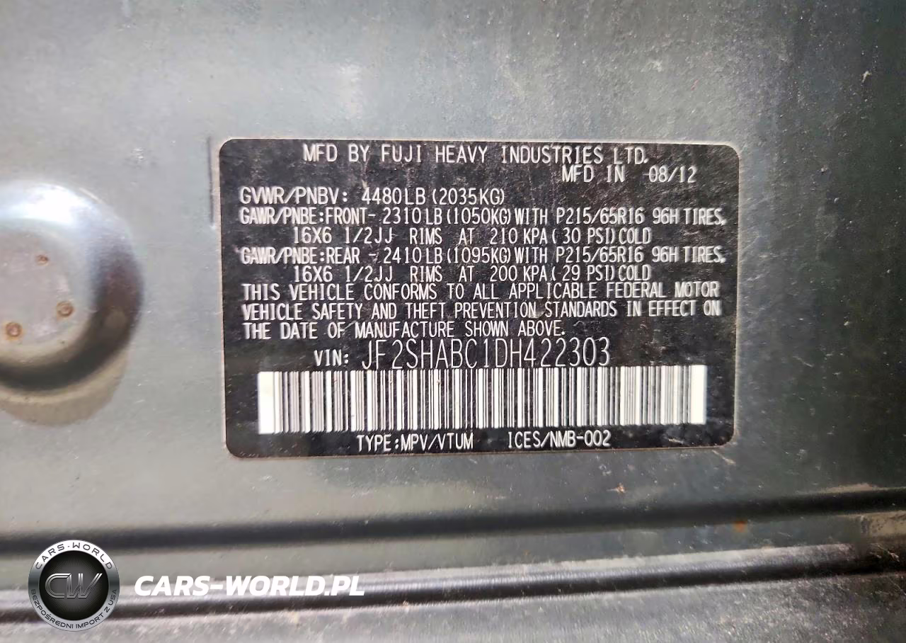 2013 Subaru Forester 2.5X VIN:JF2SHABC1DH422303 - 13
