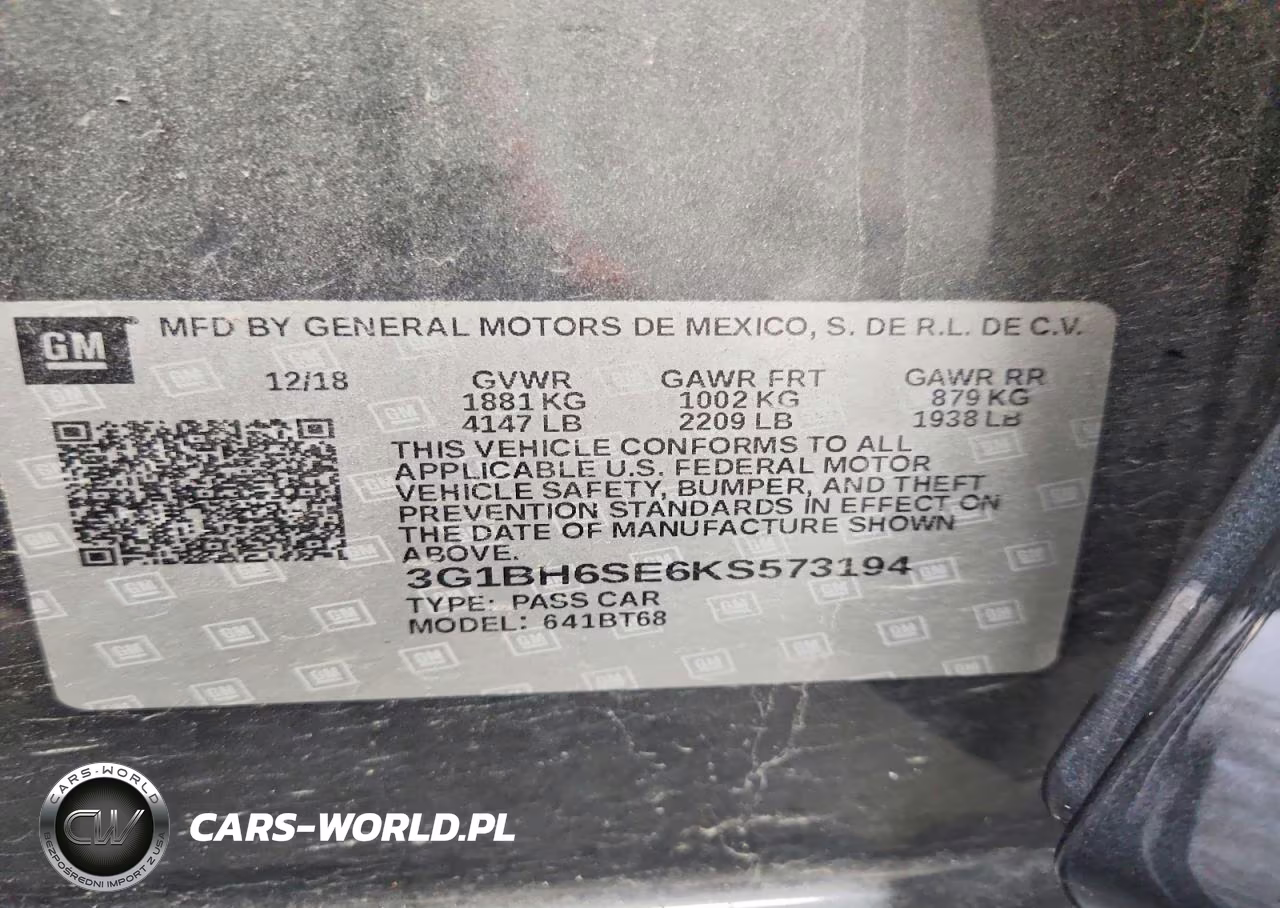 2019 Chevrolet Cruze VIN:3G1BH6SE6KS573194 - 12
