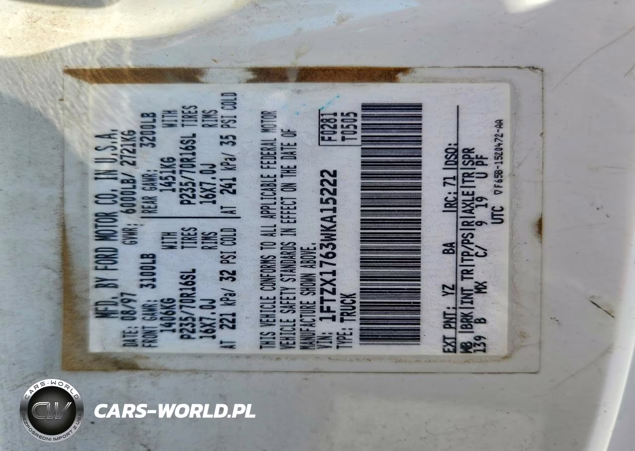 1998 Ford F150 VIN:1FTZX1763WKA15222 - 12