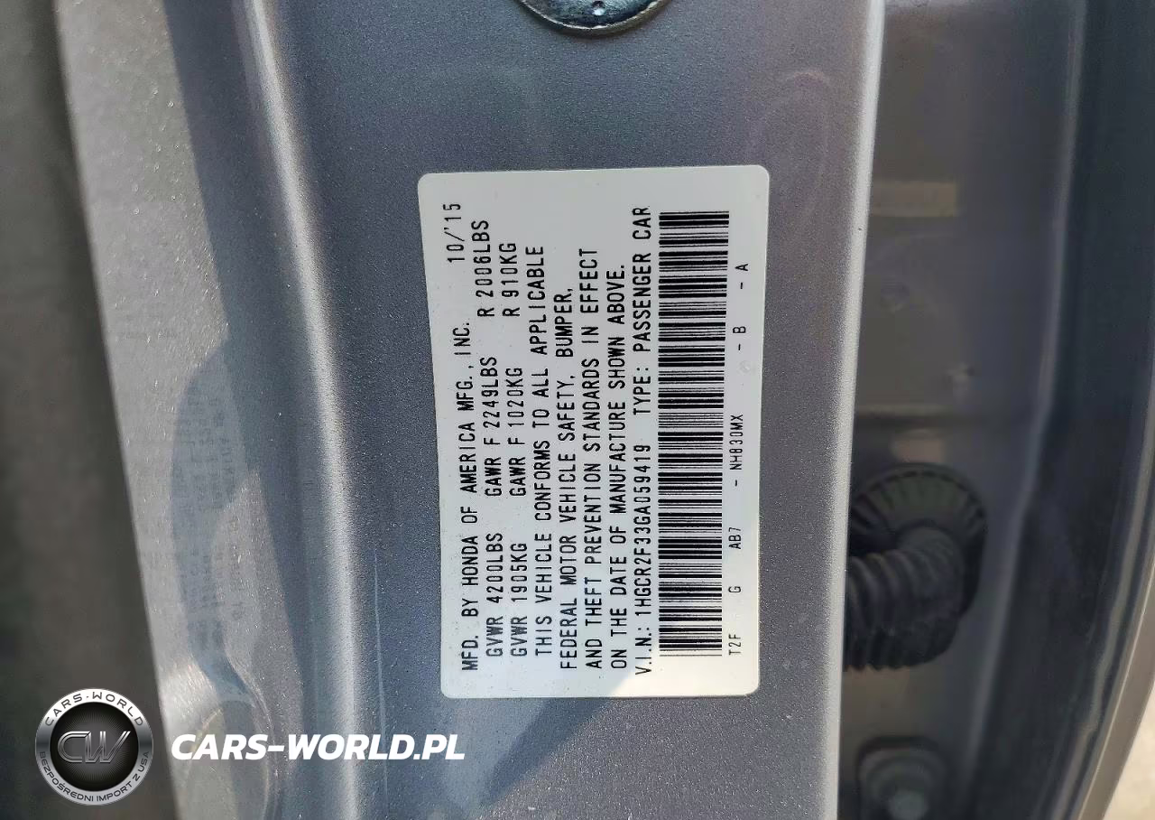 2016 Honda Accord VIN:1HGCR2F33GA059419 - 12