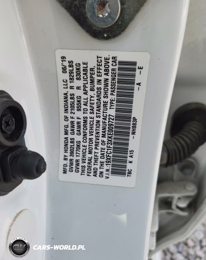2019 Honda Civic Ex VIN:19XFC1F3XKE009727 - 12