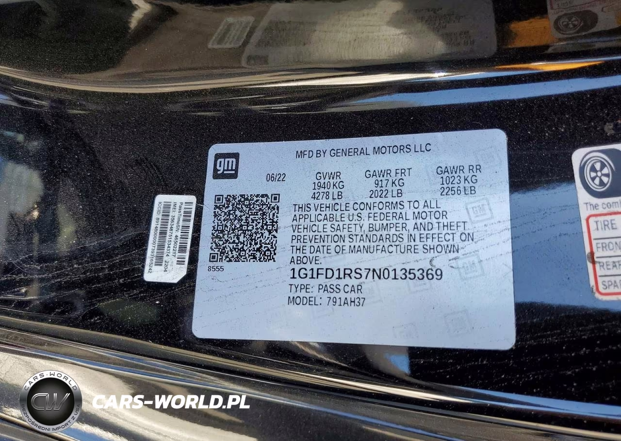 2022 Chevrolet Camaro Lt VIN:1G1FD1RS7N0135369 - 12