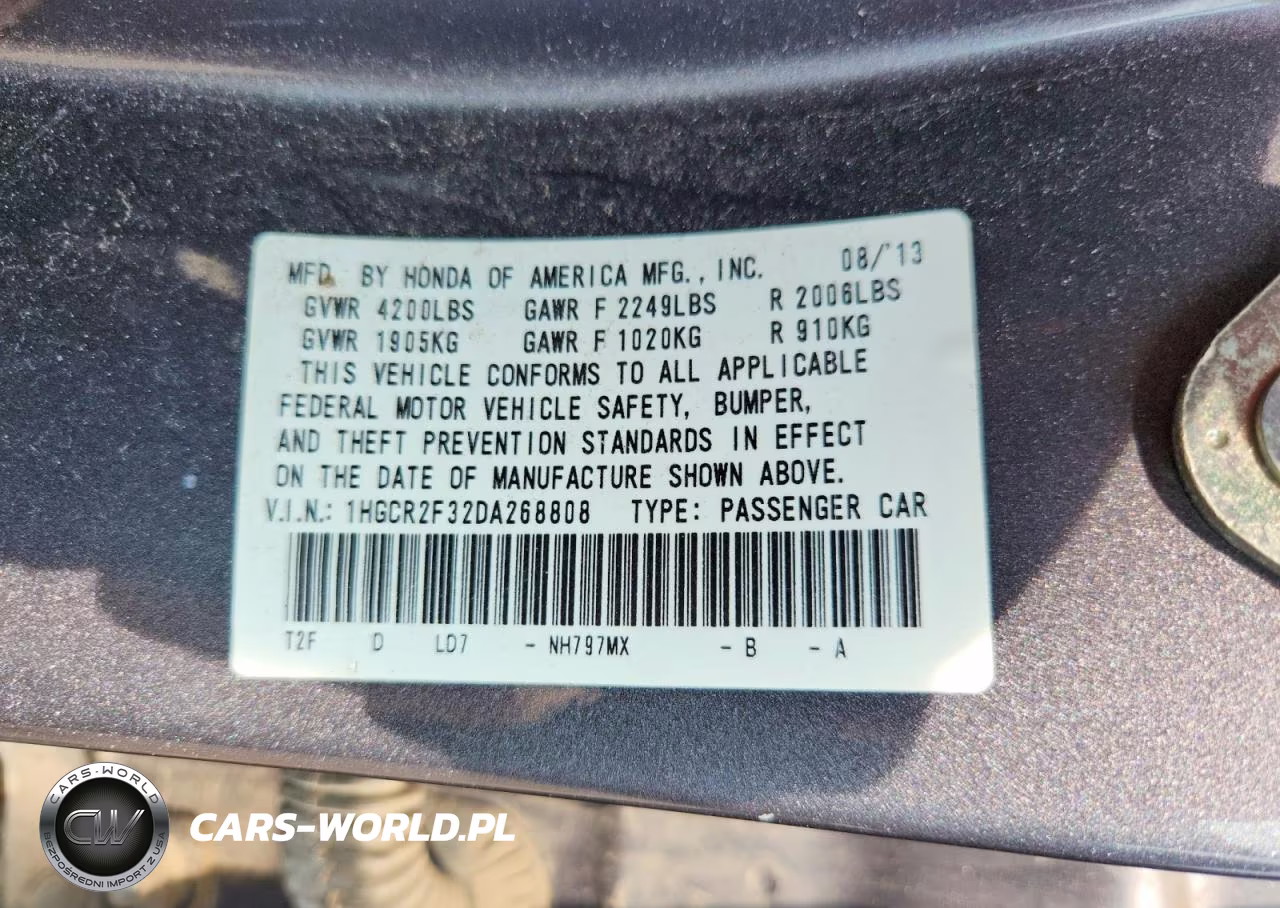 2013 Honda Accord Lx VIN:1HGCR2F32DA268808 - 13