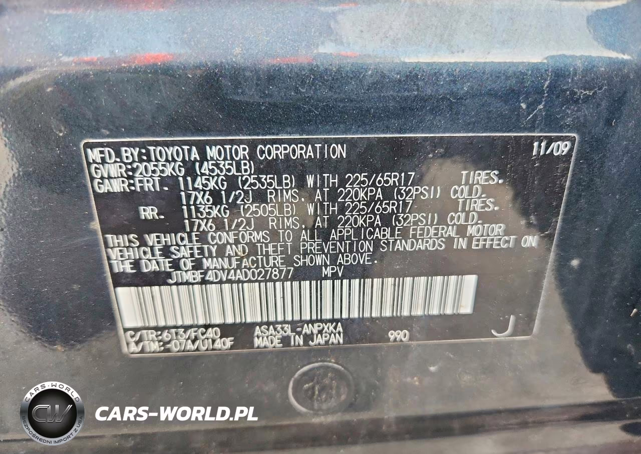 2010 Toyota Rav4 Base VIN:JTMBF4DV4AD027877 - 13