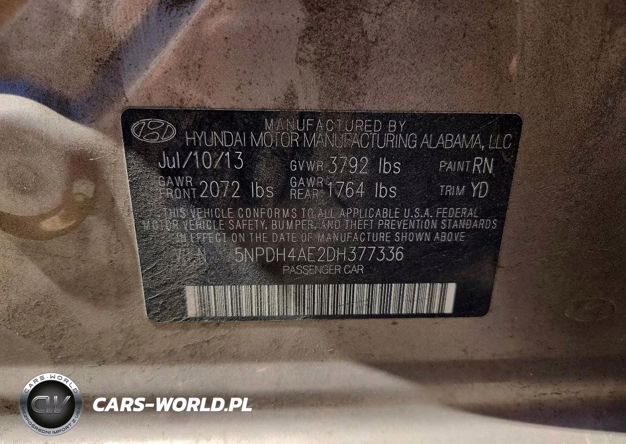 2013 Hyundai Elantra Gls VIN:5NPDH4AE2DH377336 - 12