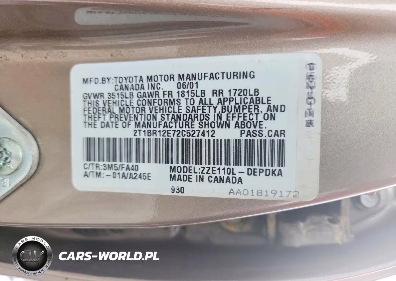 2002 Toyota Corolla Le VIN:2T1BR12E72C527412 - 13