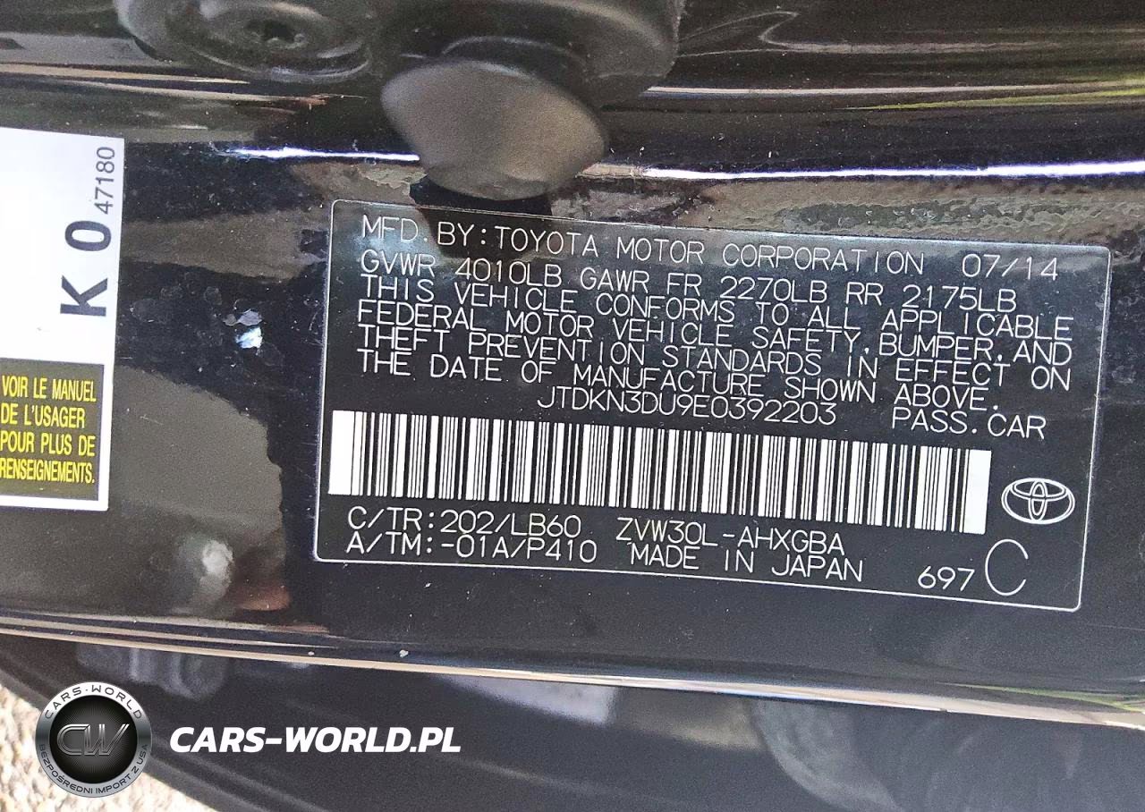 2014 Toyota Prius Five VIN:JTDKN3DU9E0392203 - 12