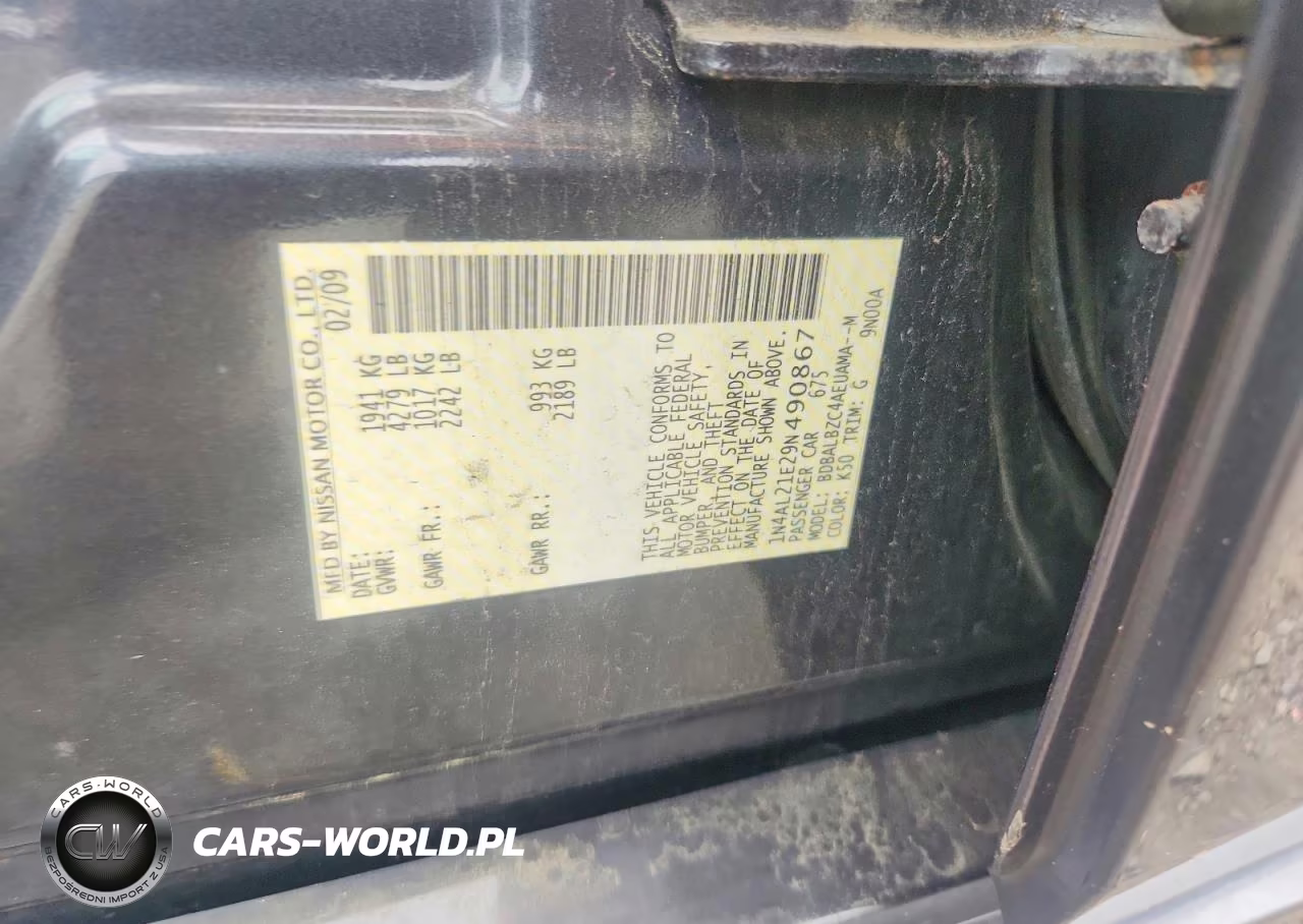 2009 Nissan Altima 2.5 VIN:1N4AL21E29N490867 - 12