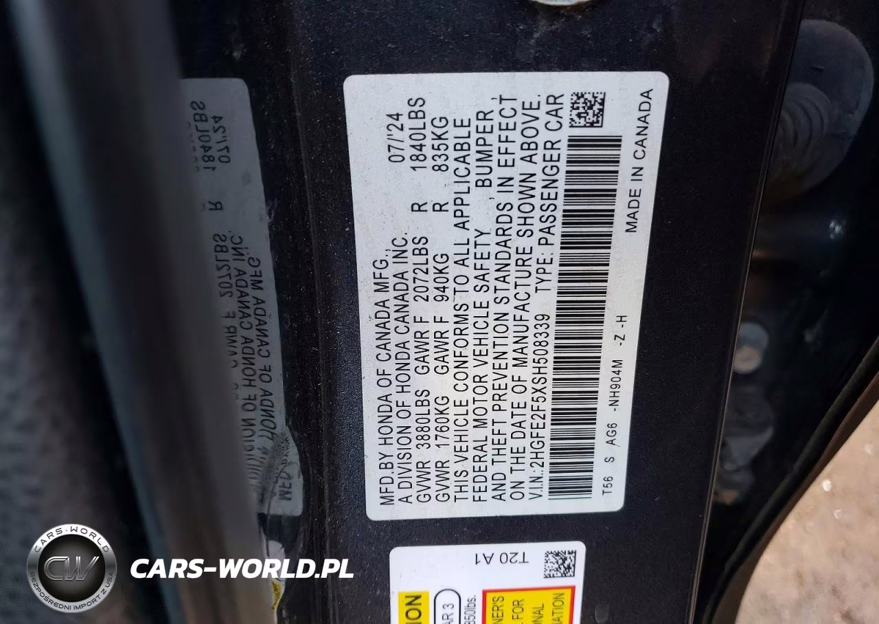 2025 Honda Civic Sport VIN:2HGFE2F5XSH508339 - 12