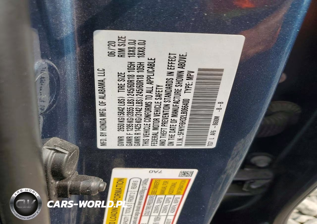 2020 Honda Pilot Ex VIN:5FNYF6H32LB066400 - 12