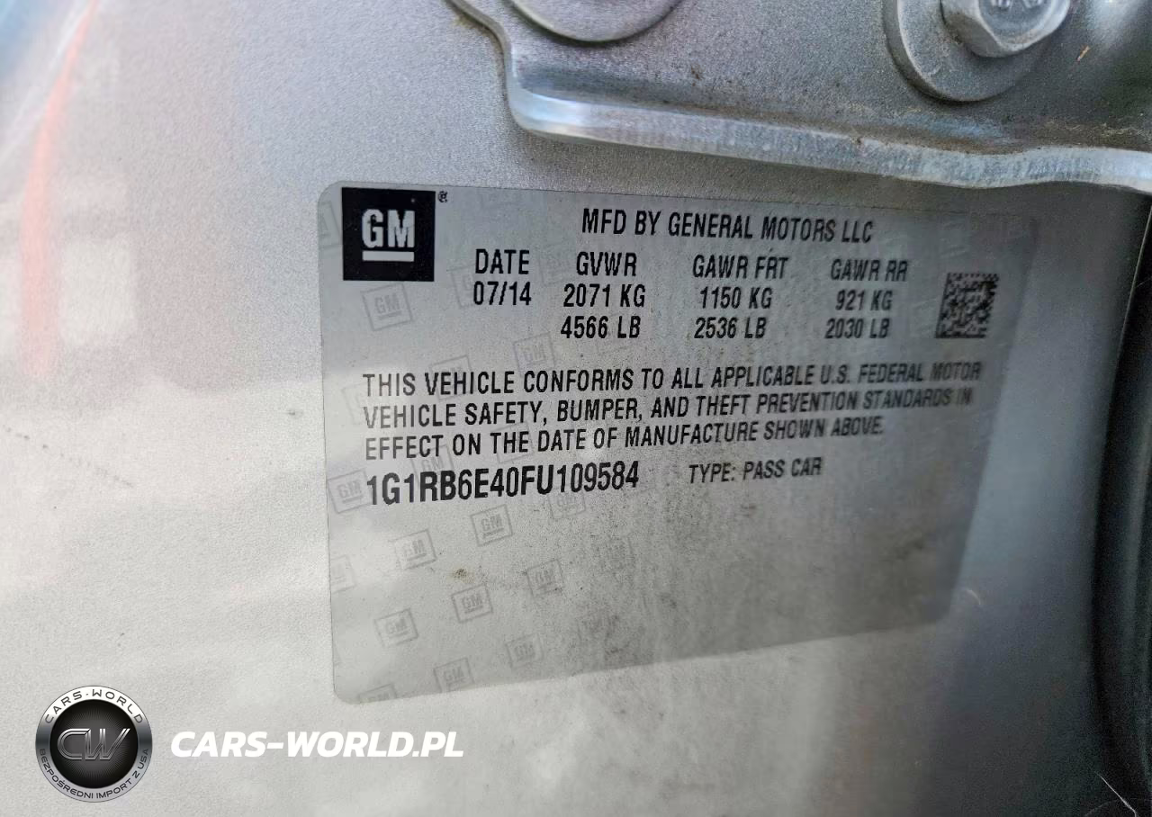 2015 Chevrolet Volt VIN:1G1RB6E40FU109584 - 12