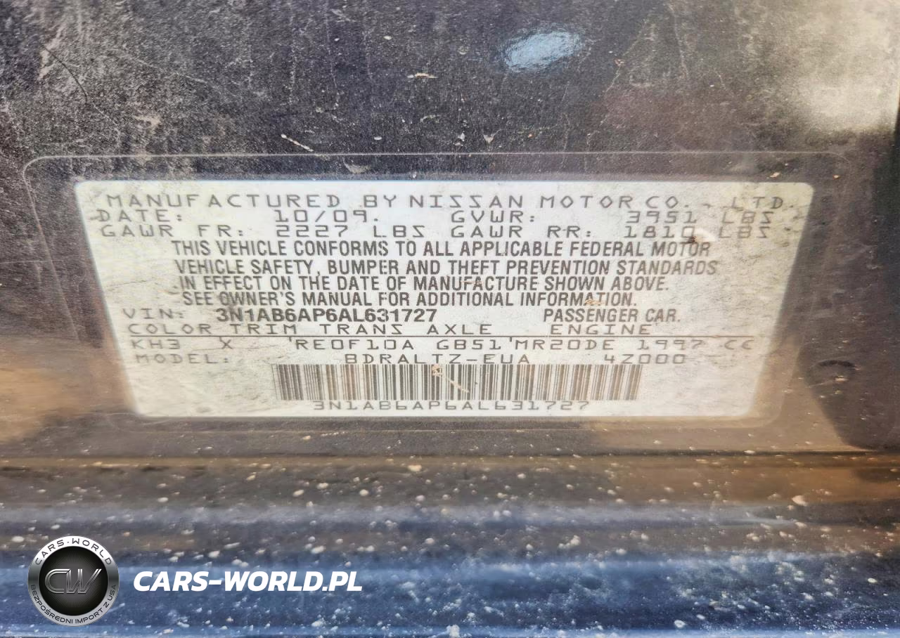 2010 Nissan Sentra 2.0 VIN:3N1AB6AP6AL631727 - 12