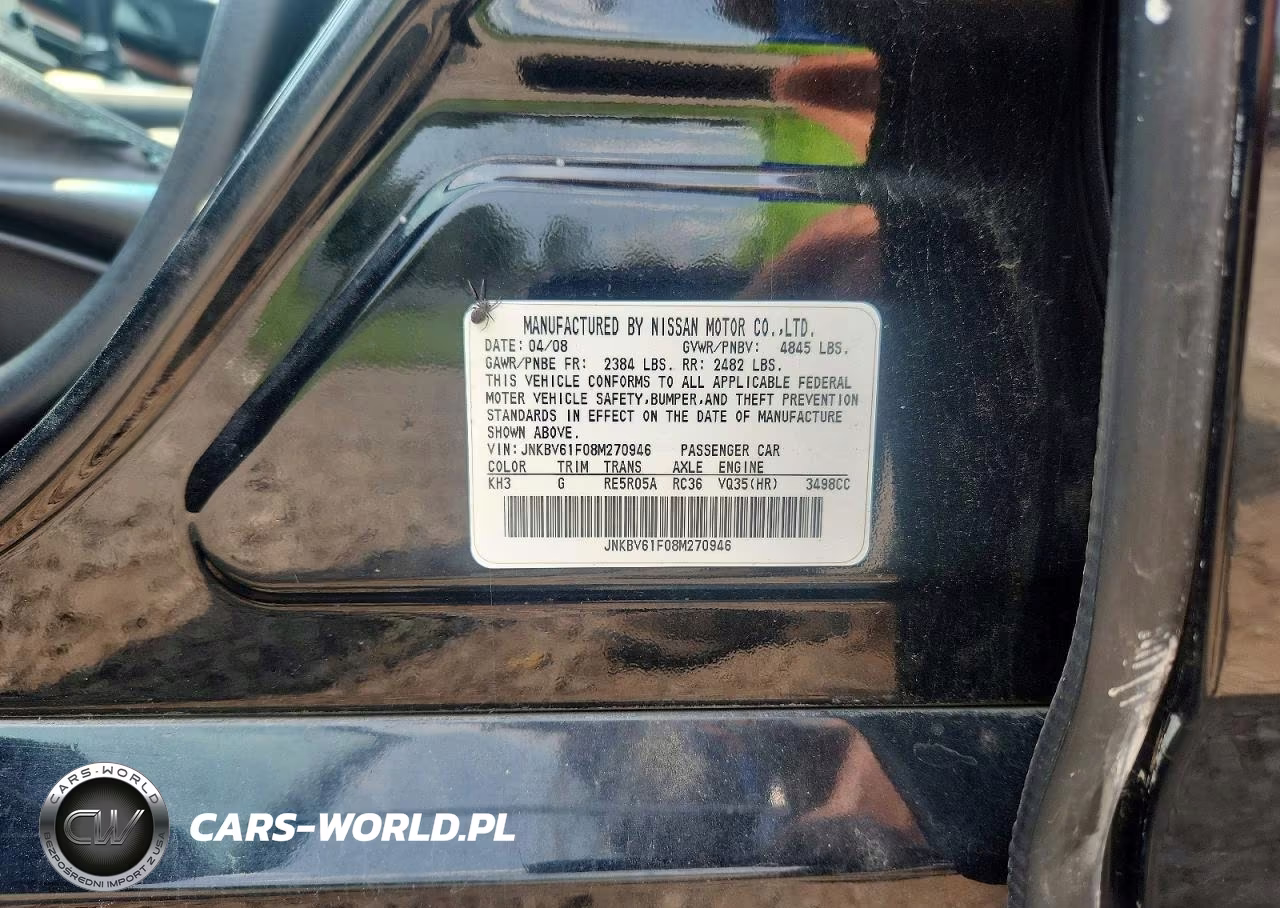 2008 Infiniti G35 X VIN:JNKBV61F08M270946 - 12