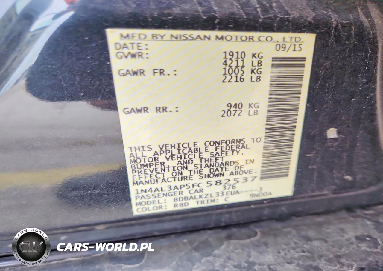 2015 Nissan Altima 2.5 Sv VIN:1N4AL3AP5FC582537 - 12