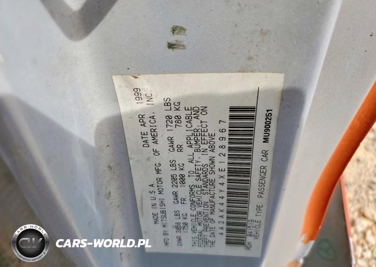 1999 Mitsubishi Eclipse Gs VIN:4A3AK44Y4XE128967 - 12