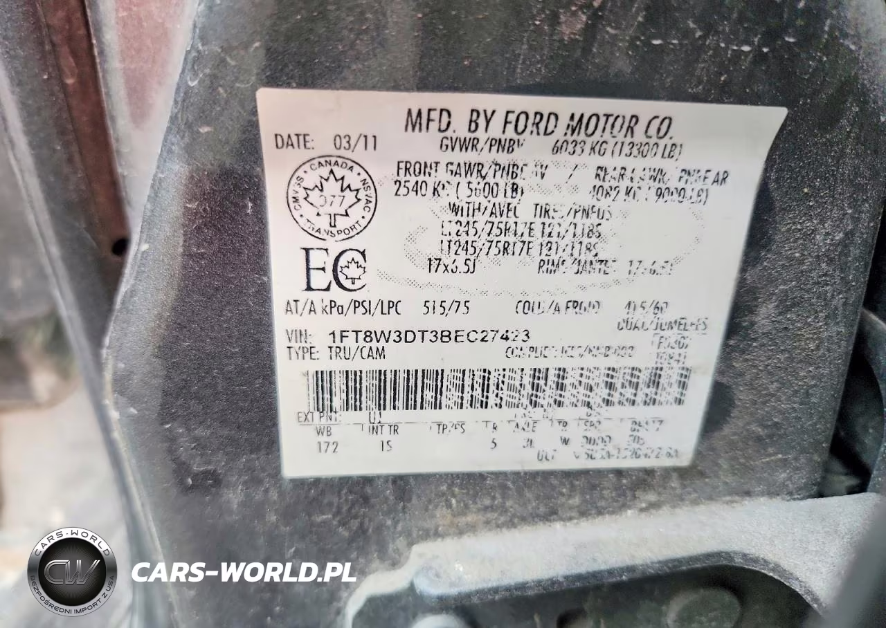 2011 Ford F350 Super Duty VIN:1FT8W3DT3BEC27423 - 12