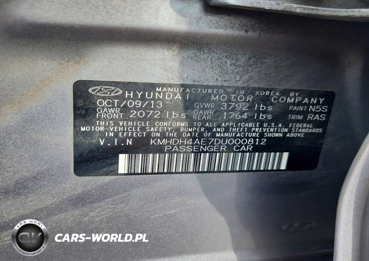 2013 Hyundai Elantra Gls VIN:KMHDH4AE7DU000812 - 12