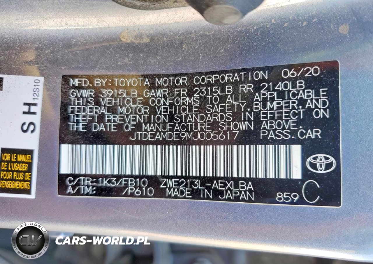 2021 Toyota Corolla Le VIN:JTDEAMDE9MJ005617 - 12