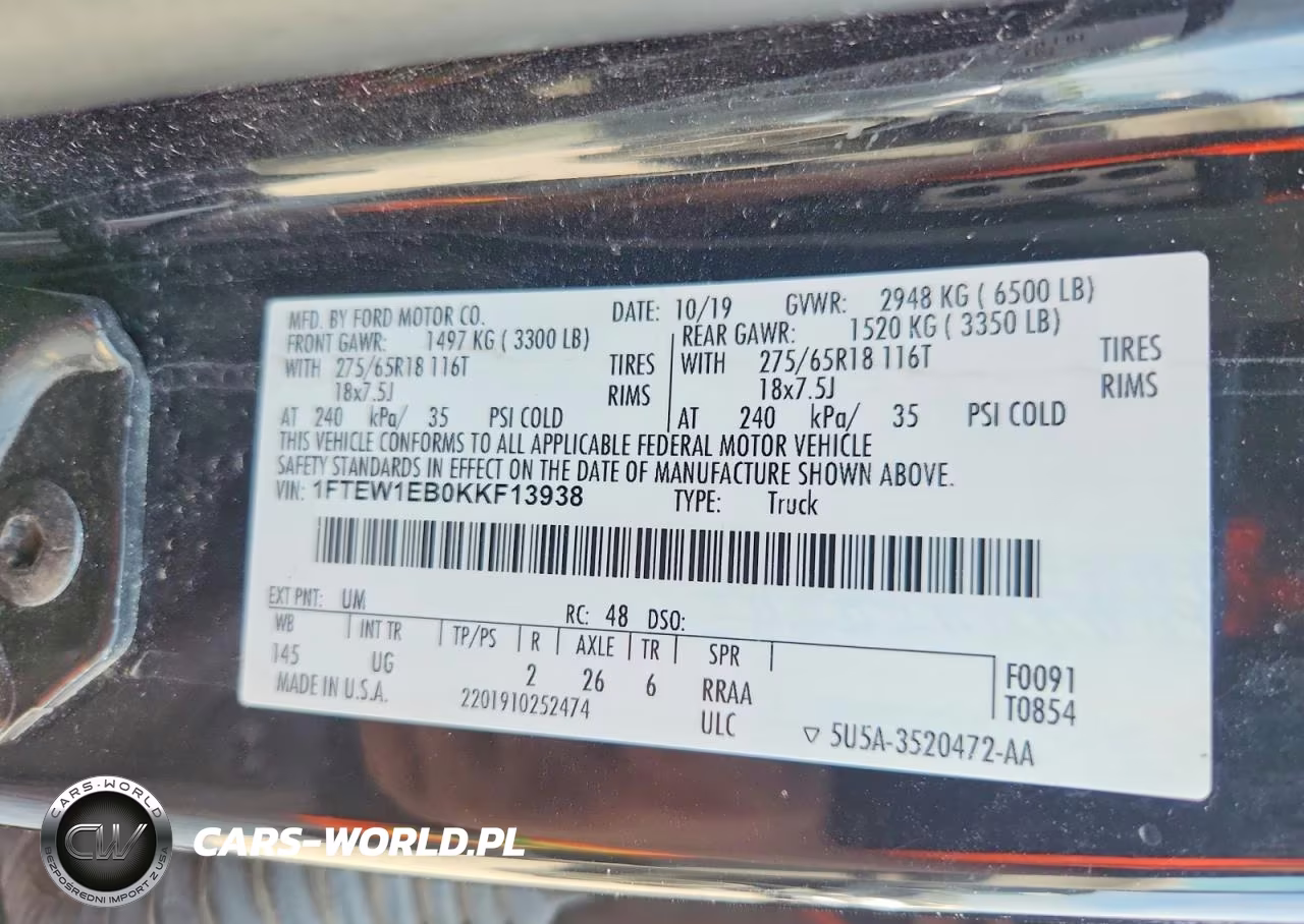2019 Ford F150 Supercrew VIN:1FTEW1EB0KKF13938 - 12