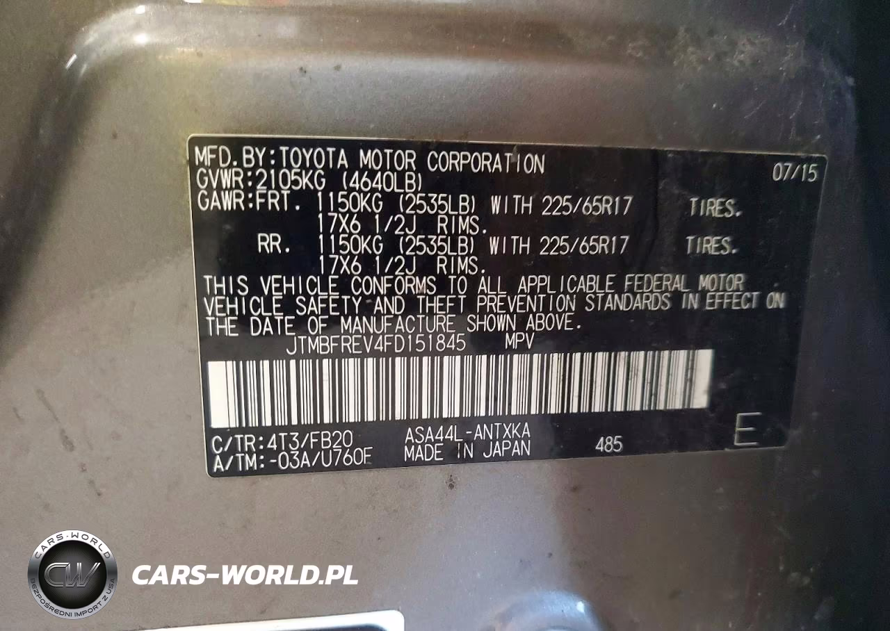 2015 Toyota Rav4 Le VIN:JTMBFREV4FD151845 - 13