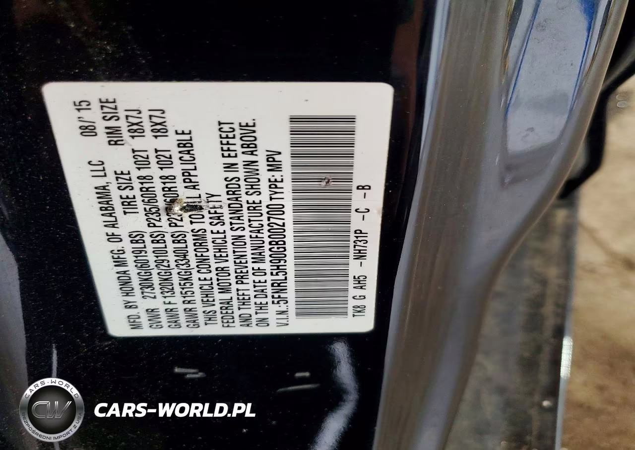 2016 Honda Odyssey Touring VIN:5FNRL5H90GB002700 - 13