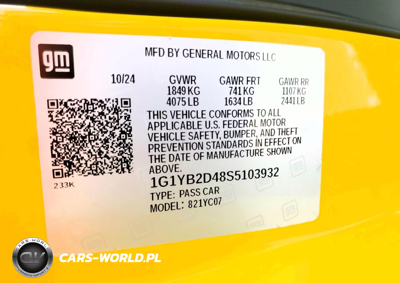 2025 Chevrolet Corvette Stingray 2Lt VIN:1G1YB2D48S5103932 - 12