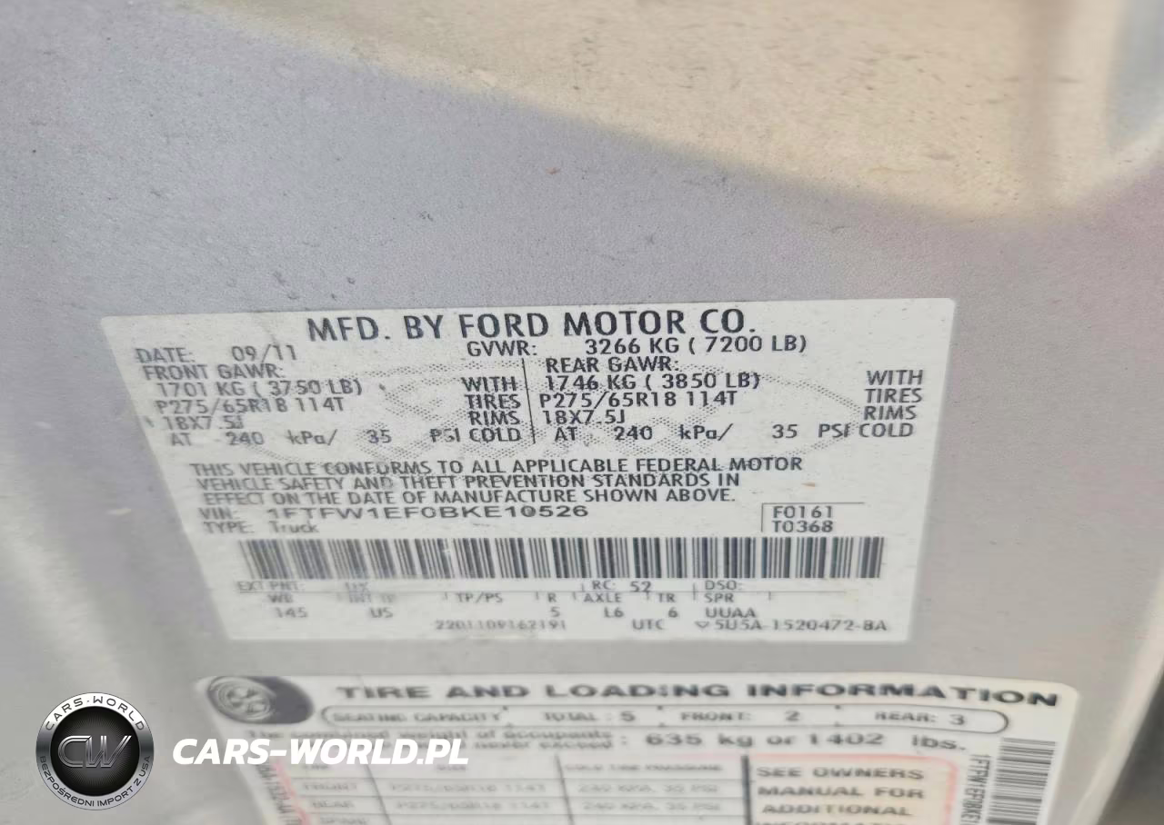 2011 Ford F150 Supercrew VIN:1FTFW1EF0BKE10526 - 12