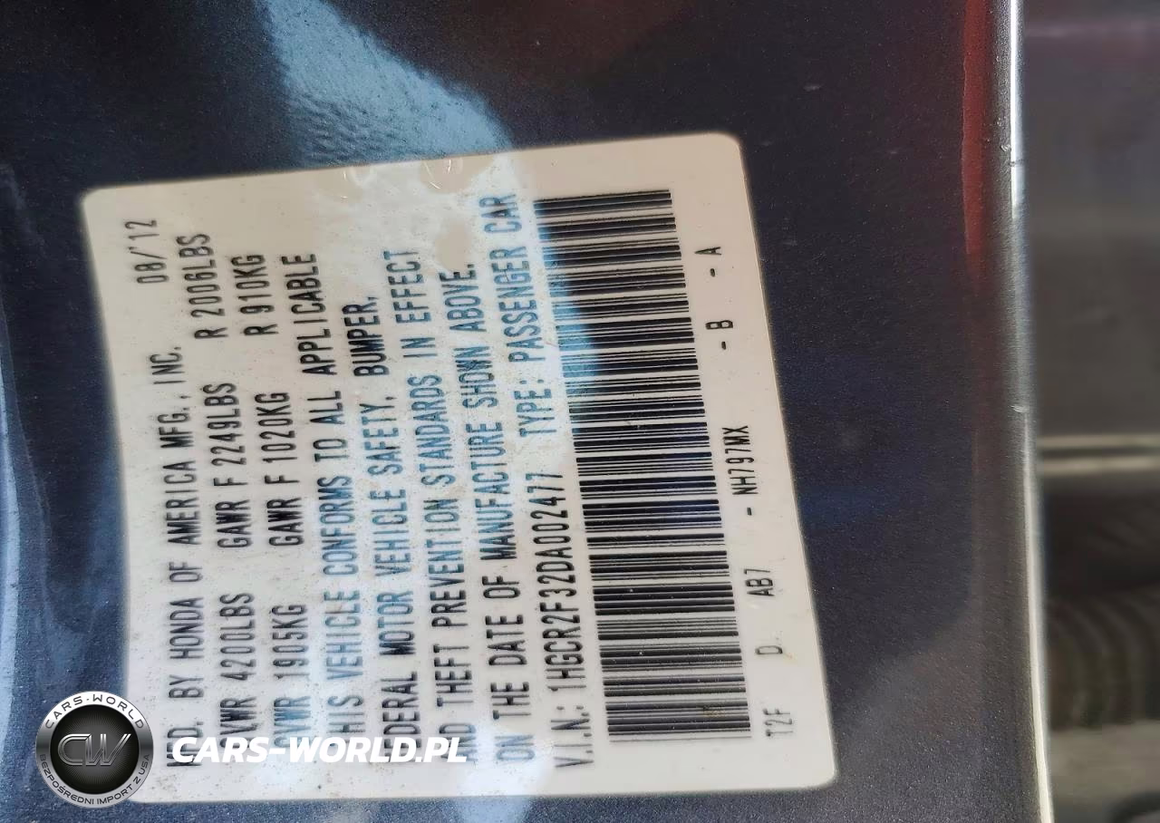 2013 Honda Accord Lx VIN:1HGCR2F32DA002477 - 12
