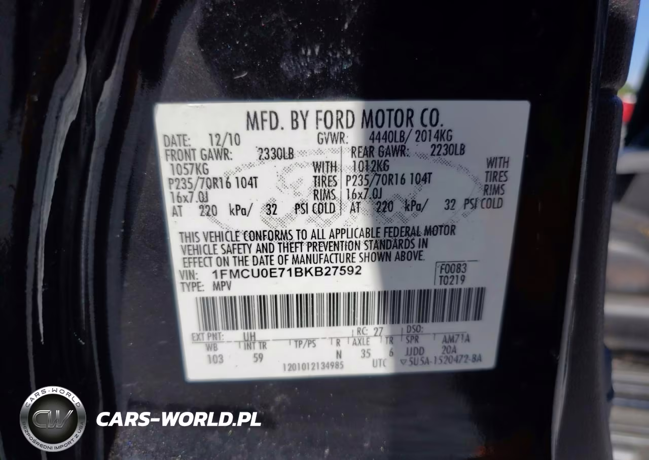 2011 Ford Escape Limited VIN:1FMCU0E71BKB27592 - 13