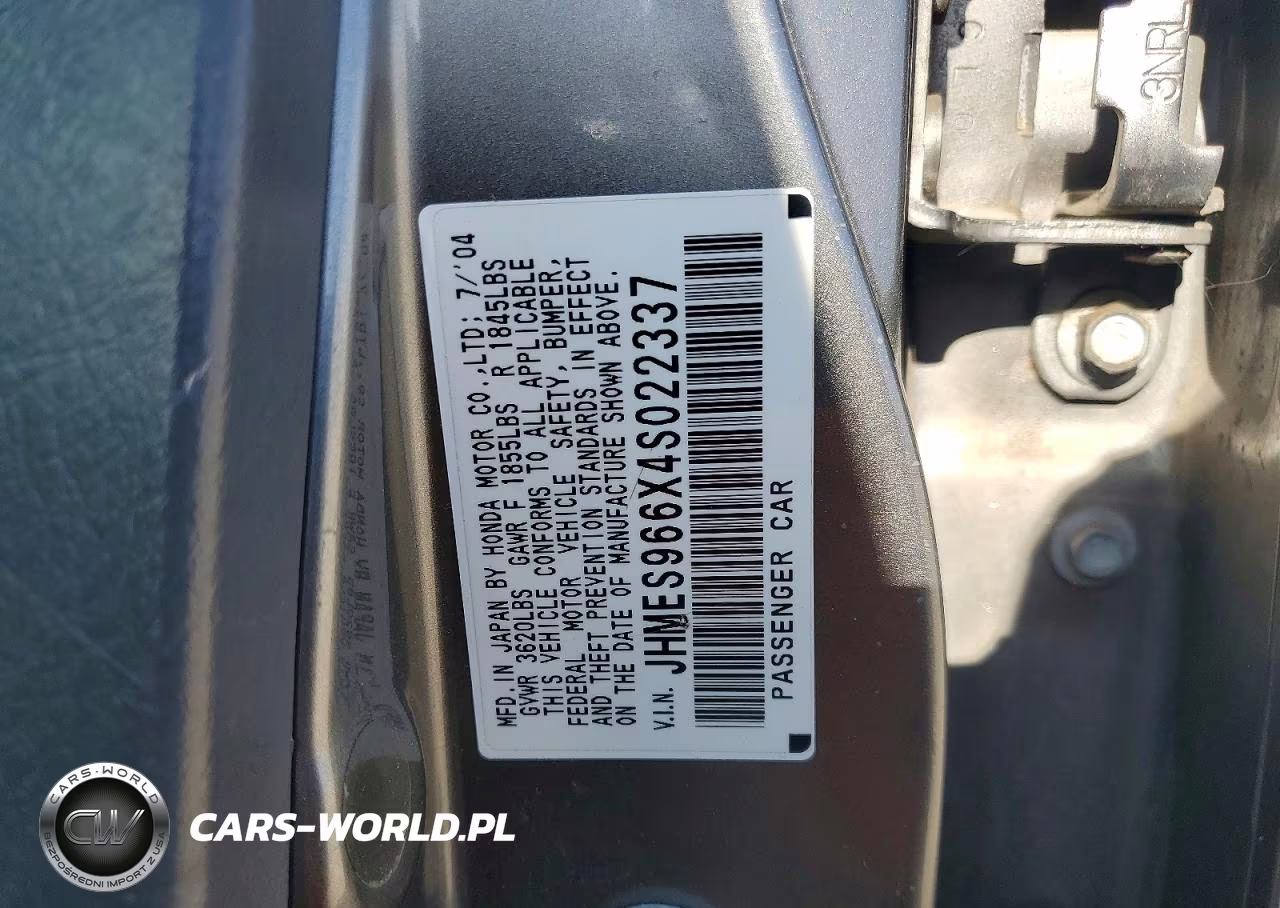 2004 Honda Civic Hybrid VIN:JHMES966X4S022337 - 13