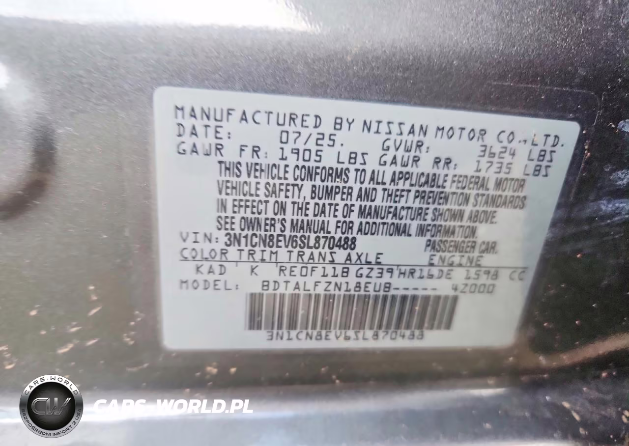 2025 Nissan Versa Sv VIN:3N1CN8EV6SL870488 - 12