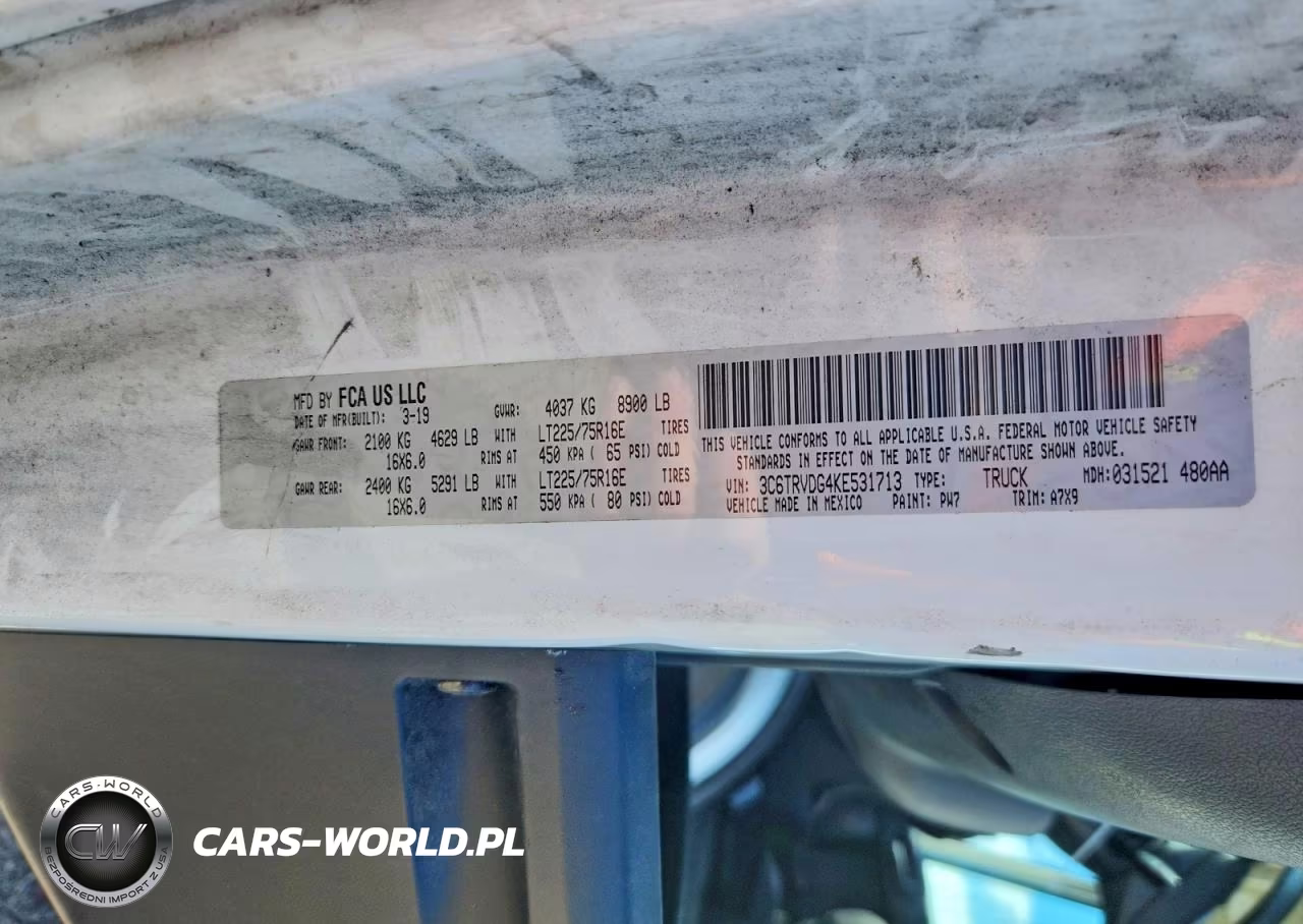 2019 Ram Promaster 2500 Delivery Van VIN:3C6TRVDG4KE531713 - 12