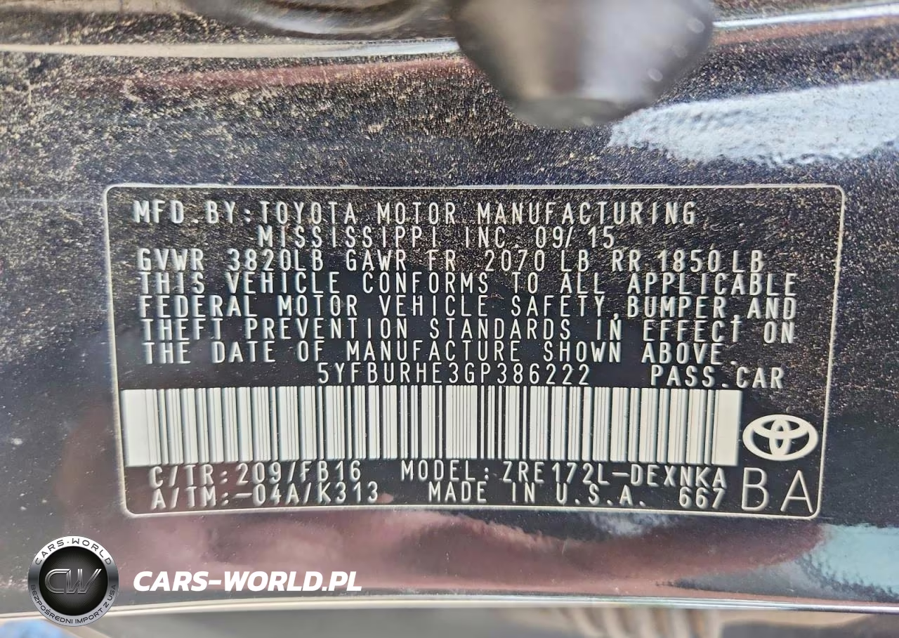 2016 Toyota Corolla Le VIN:5YFBURHE3GP386222 - 13