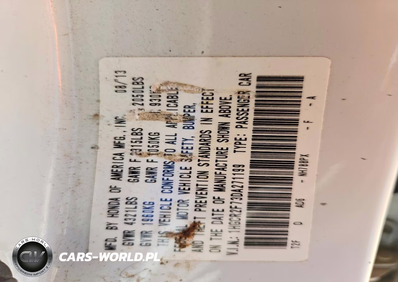 2013 Honda Accord Ex VIN:1HGCR2F73DA271199 - 12