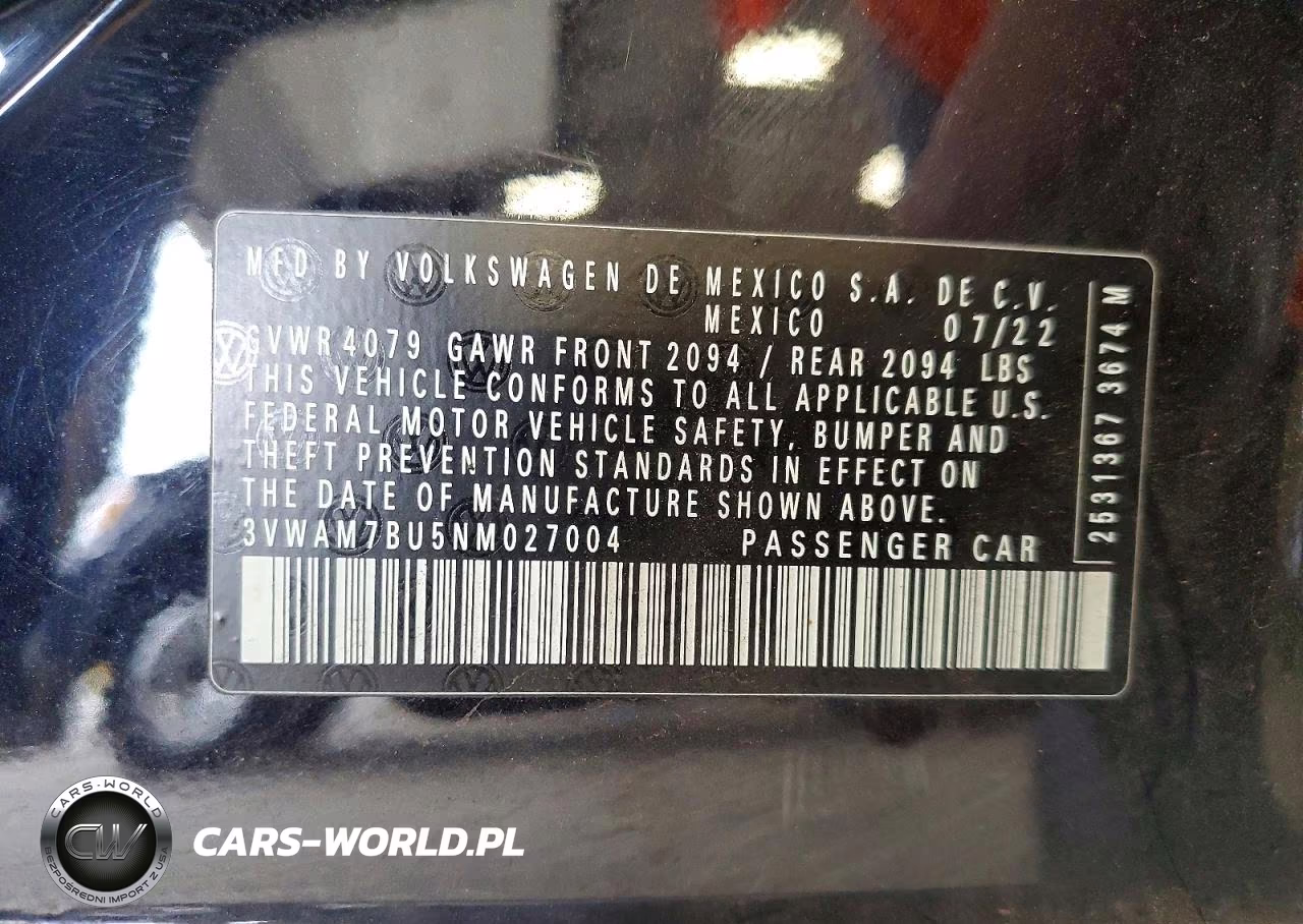 2022 Volkswagen Jetta Sport VIN:3VWAM7BU5NM027004 - 12