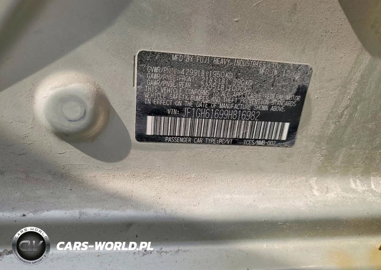 2009 Subaru Impreza 2.5I VIN:JF1GH61699H816982 - 12