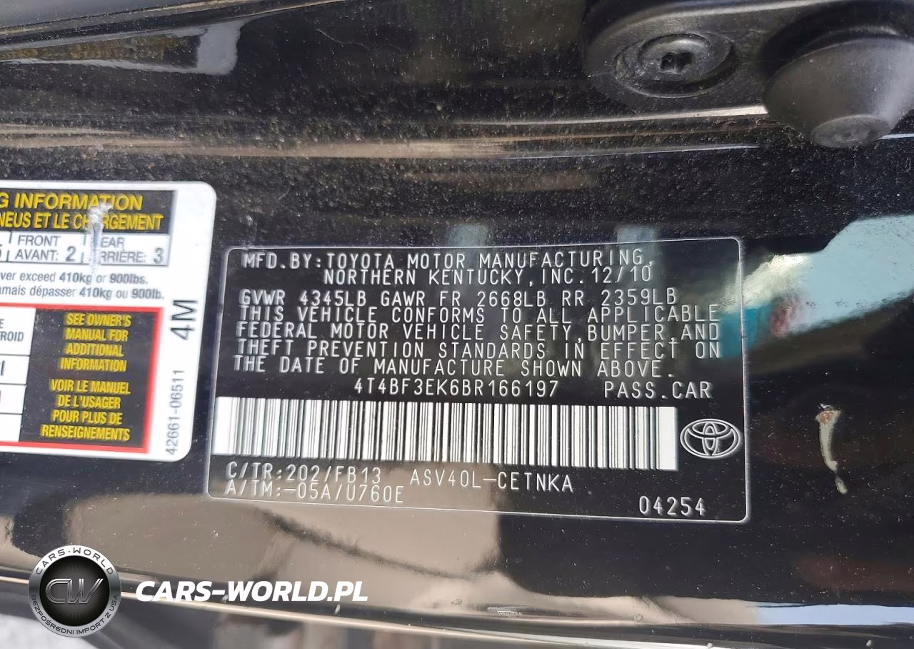 2011 Toyota Camry Le VIN:4T4BF3EK6BR166197 - 12